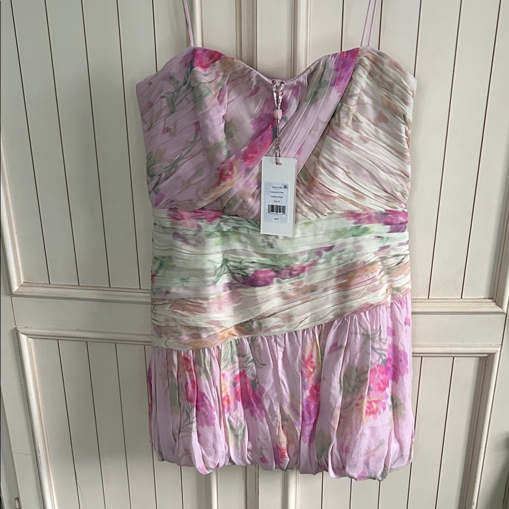 LoveShackFancy Pink and Green Floral Dress